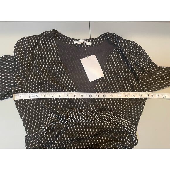 Avec Les Filles‎ Black And White Polka Dot Ruffle Maxi Dress Slit Size 6 - Picture 6 of 8